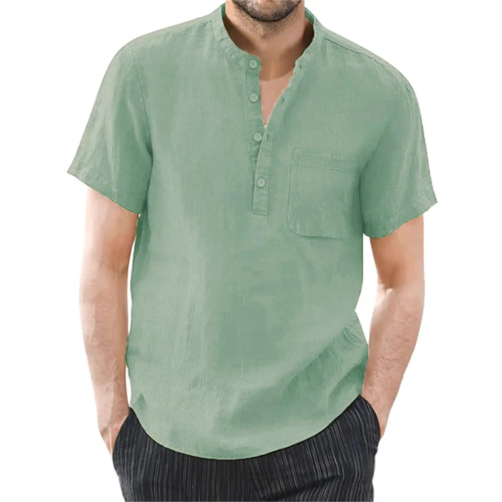 T-shirt décontracté Manches Courtes en Coton et Lin - été 2024