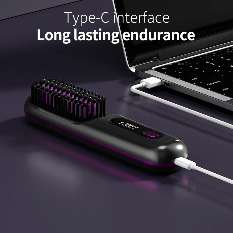 Brosse Lissante Chauffante – USB Rechargeable