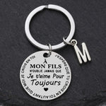 Porte-clé à offrir "Mon fils" ou "Ma fille" avec initiale