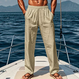 Pantalon en Lin Décontracté à Taille élastique
