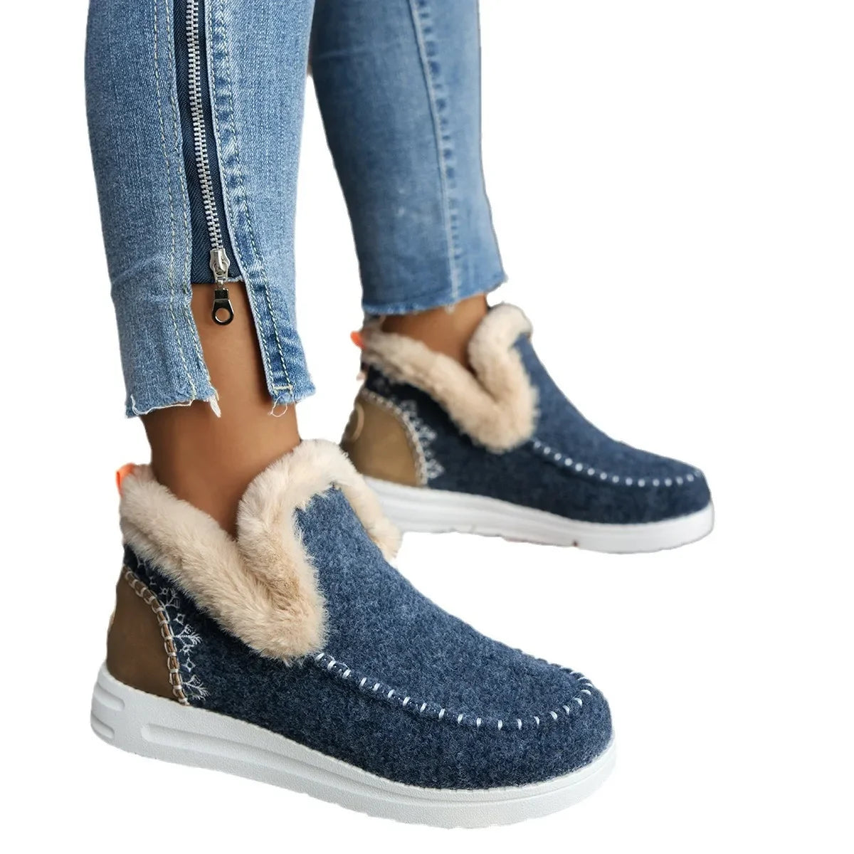 Bottines de Neige Intérieur Fausse Fourrure - Faciles à Enfiler