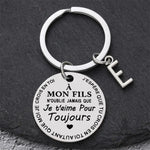 Porte-clé à offrir "Mon fils" ou "Ma fille" avec initiale