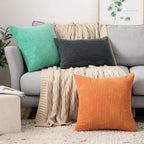 Housse de coussin en velours côtelé super doux
