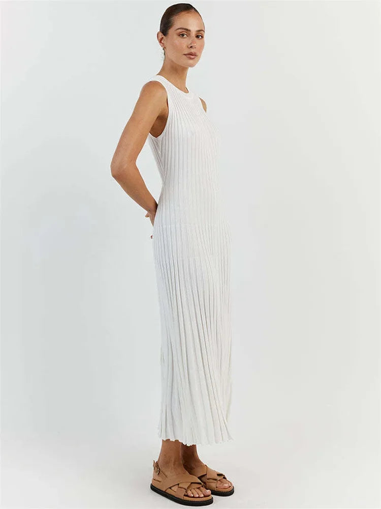 Robe Longue Décontractée en Tricot côtelé