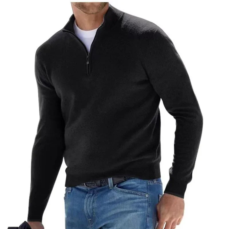 Pull décontracté à col cheminé à zip