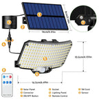 Lampes solaires d'extérieur avec détecteur de mouvement, projecteurs à distance, sécurité étanche IP65, 3 modes, 234LED
