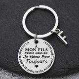 Porte-clé à offrir "Mon fils" ou "Ma fille" avec initiale