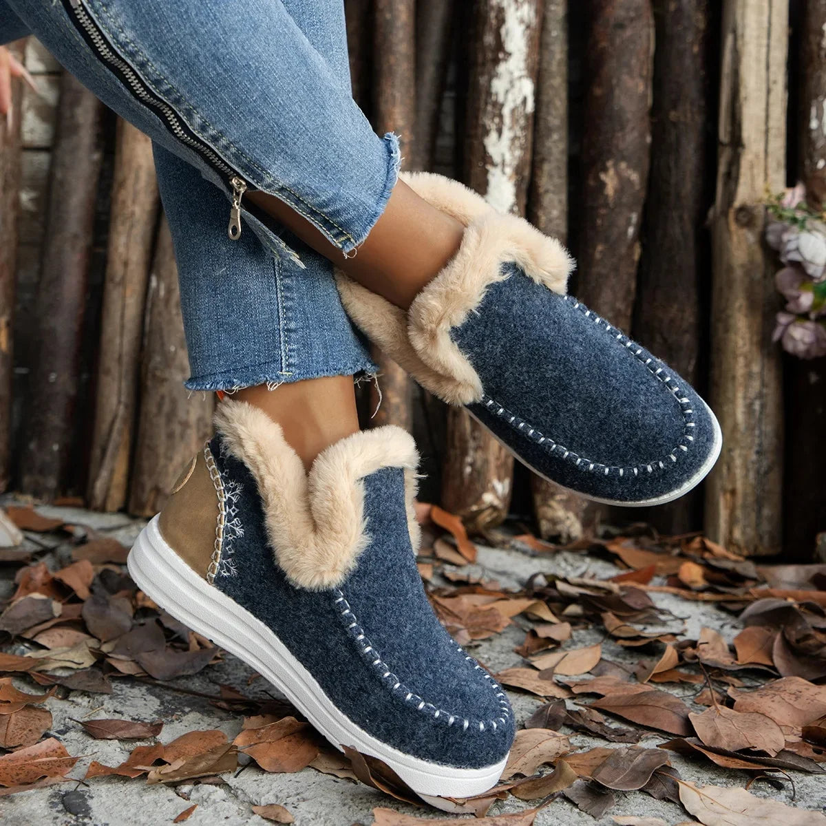 Bottines de Neige Intérieur Fausse Fourrure - Faciles à Enfiler