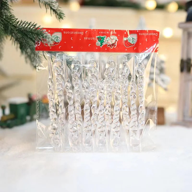 Lot de 36 Ornements Stalactites de sapin transparents