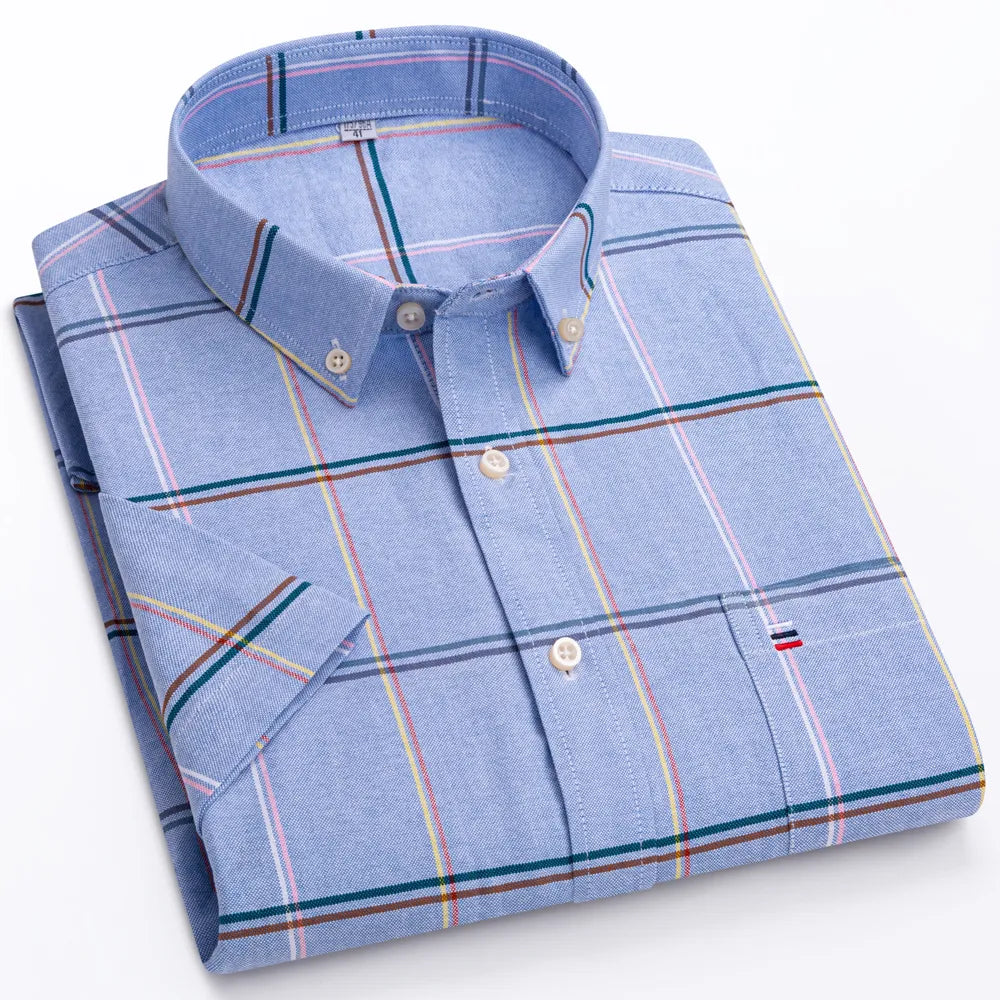 Chemise légère à carreaux pour homme - Manches courtes