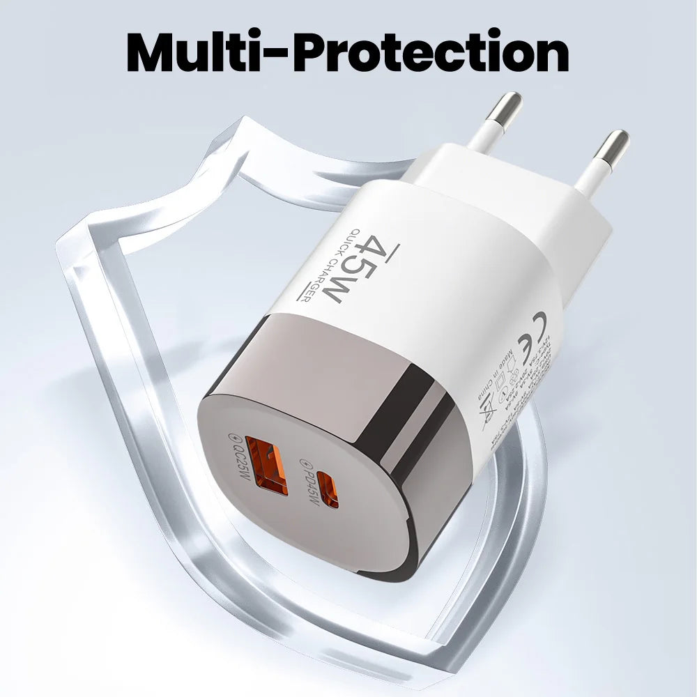 Chargeur 45W Rapide USB + Type-C