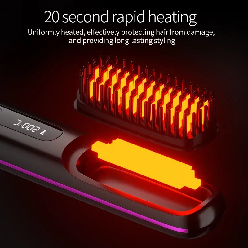 Brosse Lissante Chauffante – USB Rechargeable