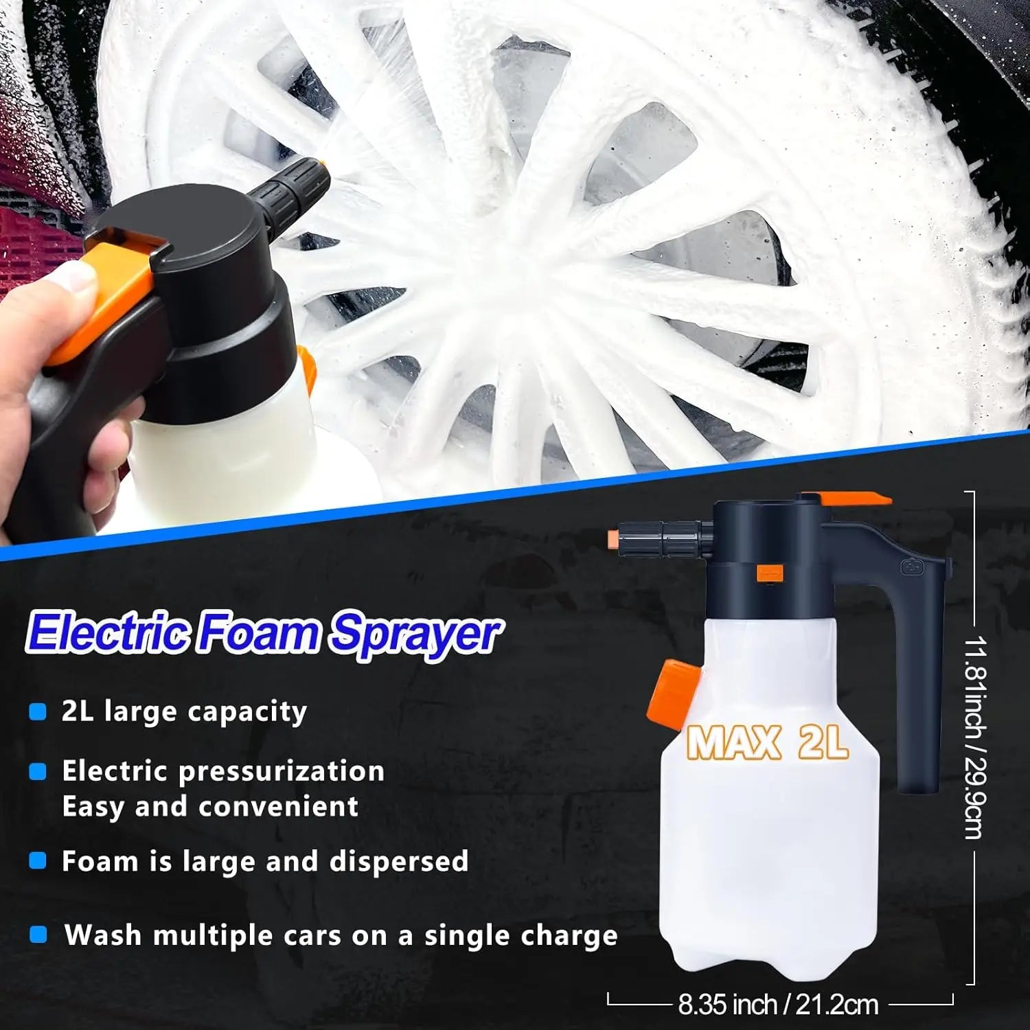 Pulvérisateur Électrique de Mousse à Haute pression 2L - Sans Fil