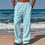 Pantalon en Lin Décontracté à Taille élastique