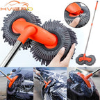 Brosse Télescopique Microfibre Lavage Voiture à Double Tête Pivotante
