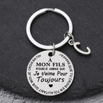 Porte-clé à offrir "Mon fils" ou "Ma fille" avec initiale