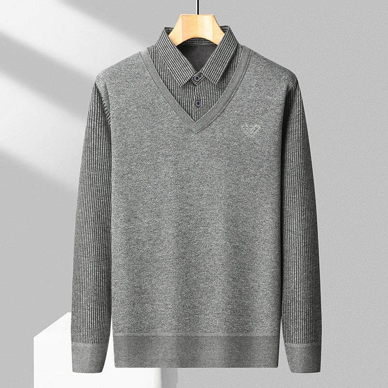 Polo Sans Manche & Chemise à Rayure 2 en 1 Doublure Polaire