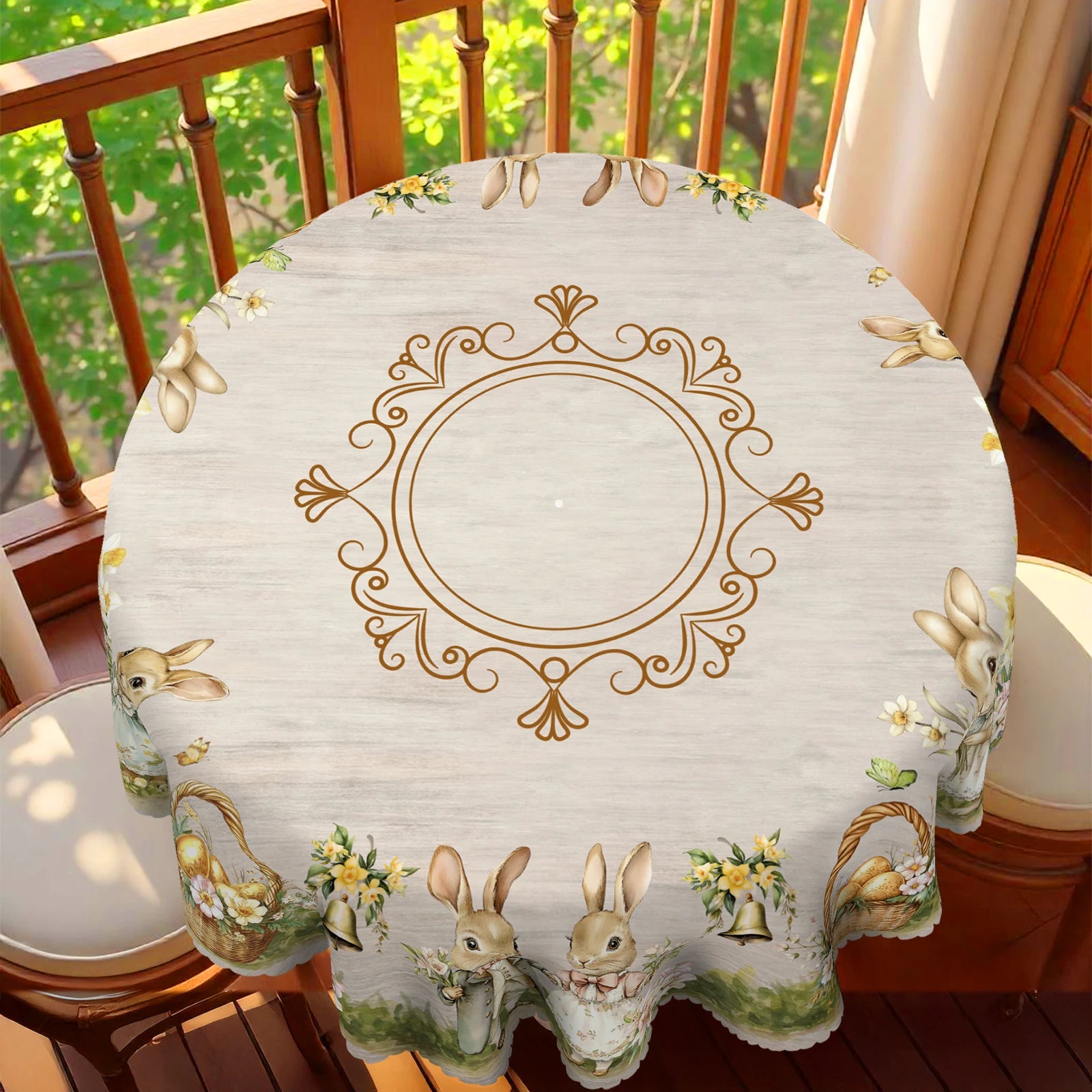 Nappe de Pâques à Motifs Vintage - Modèle Ronde & Rectangle