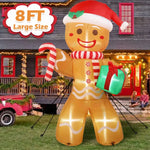 Bonhomme en Pain d'épice gonflable de Noël avec lumières LED - 2,4M