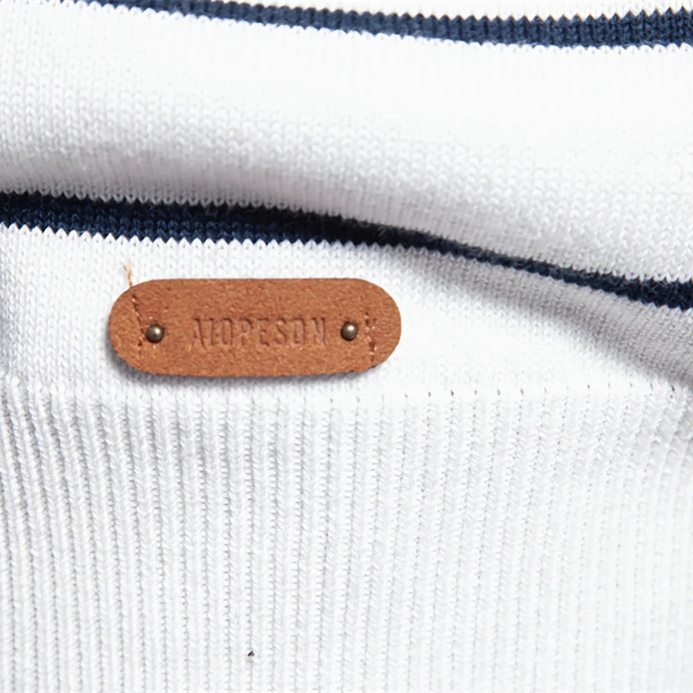 Pull fine Maille Marinière à Col rond - Homme