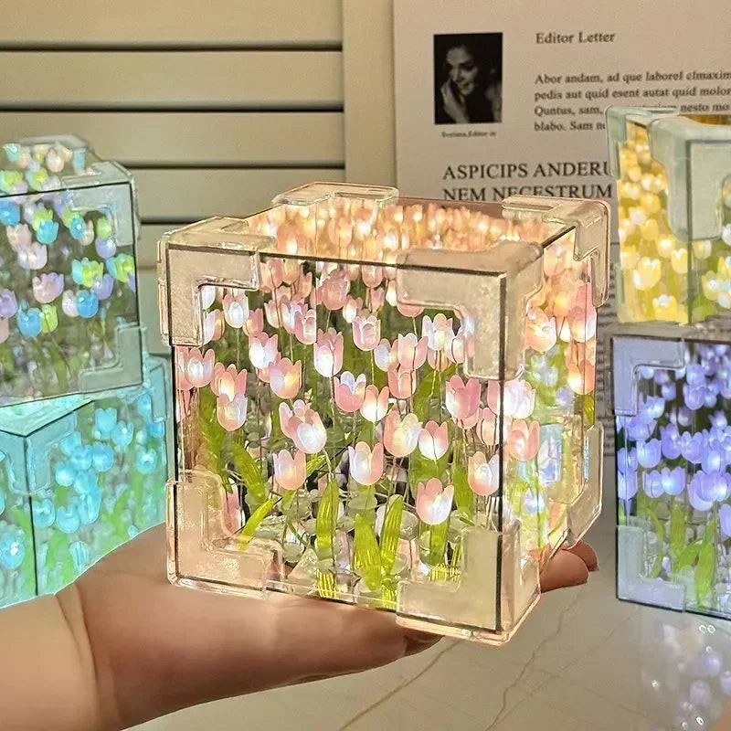 Lampe Cube LED DIY Tulipe à Créer Soit-même