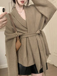 Cardigan à grosse maille avec ceinture
