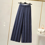Pantalon ample en maille tricoté et torsadé - Taille haute et extensible