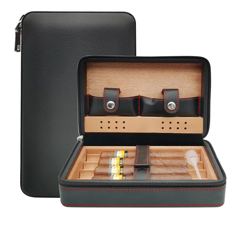 Boîte à Cigares de Rangement en Cuir - Idée Cadeau