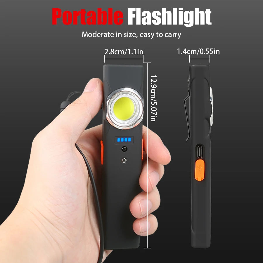 Lampe de Poche Rechargeable à Induction Multi-Modes + Clip Ceinture