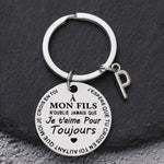 Porte-clé à offrir "Mon fils" ou "Ma fille" avec initiale