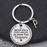 Porte-clé à offrir "Mon fils" ou "Ma fille" avec initiale