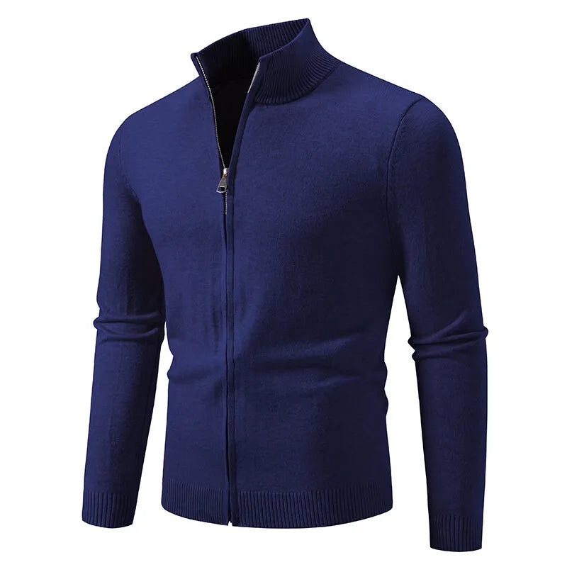 Cardigan en Maille Fine à Col Cheminé - Homme