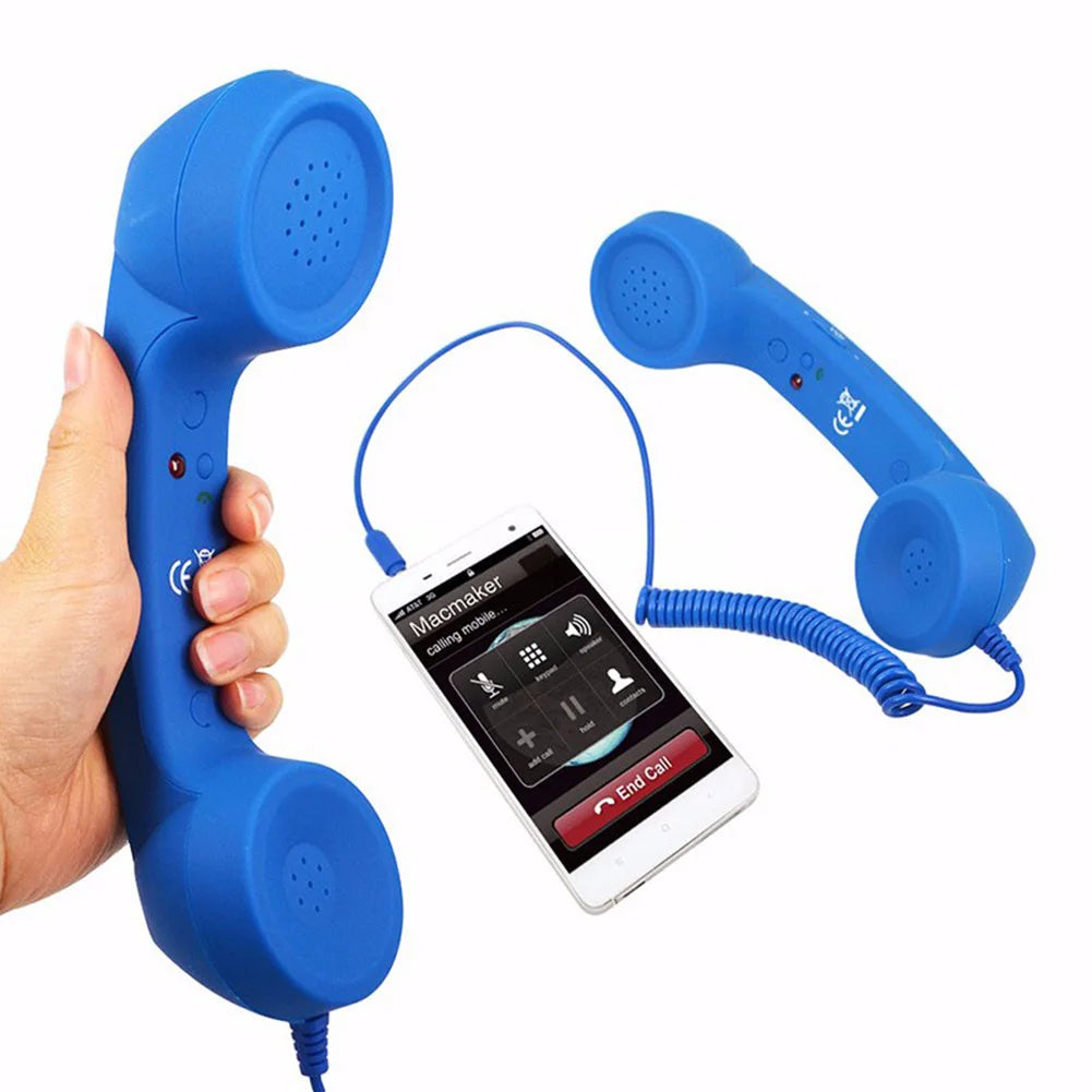 Combiné Téléphonique Rétro Filaire pour Smartphone avec Micro – Jack 3,5 mm & Type-C + Adaptateur USB-C Offert