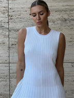 Robe Longue Décontractée en Tricot côtelé