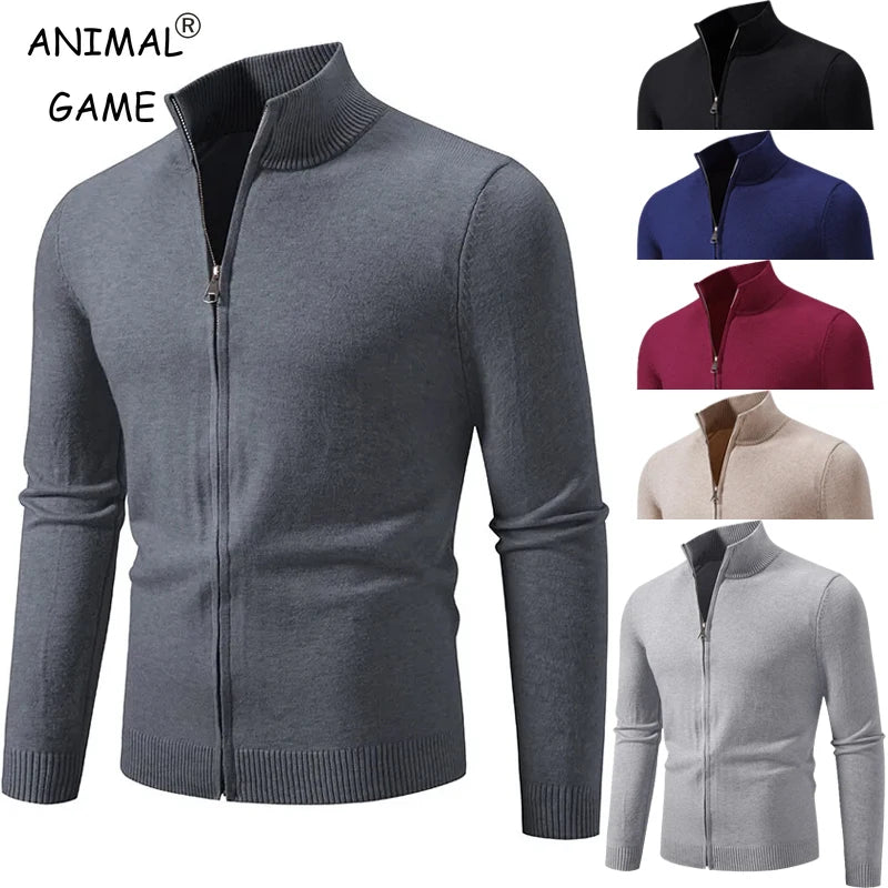 Cardigan en Maille Fine à Col Cheminé - Homme