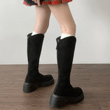 Bottes Cavalière Montantes en Suédine à Plateforme