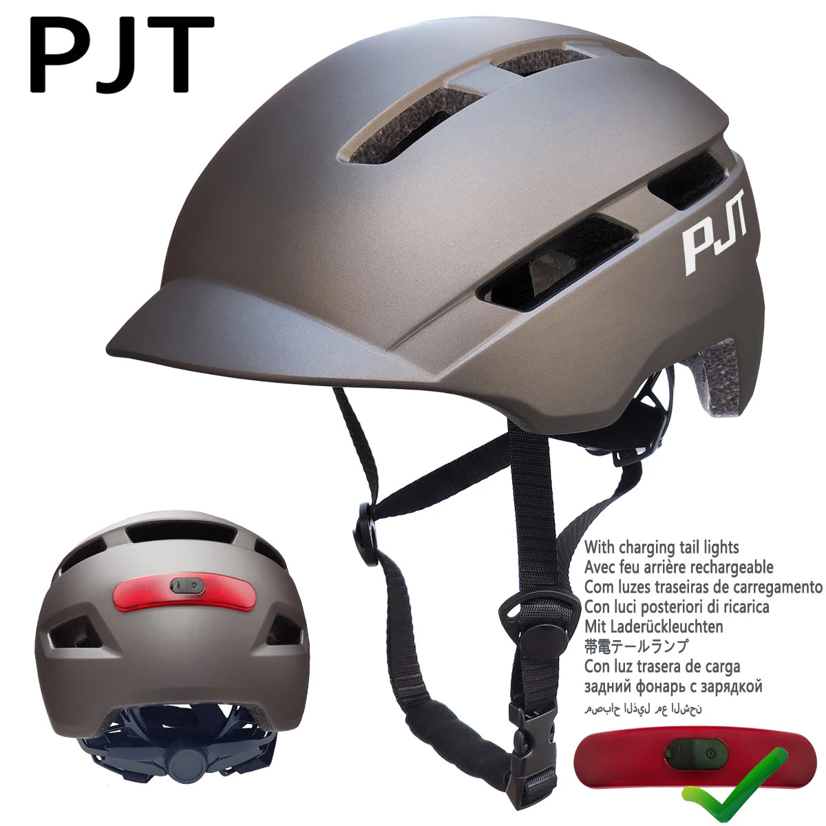 Casque Vélo avec Feu Arrière LED Rechargeable