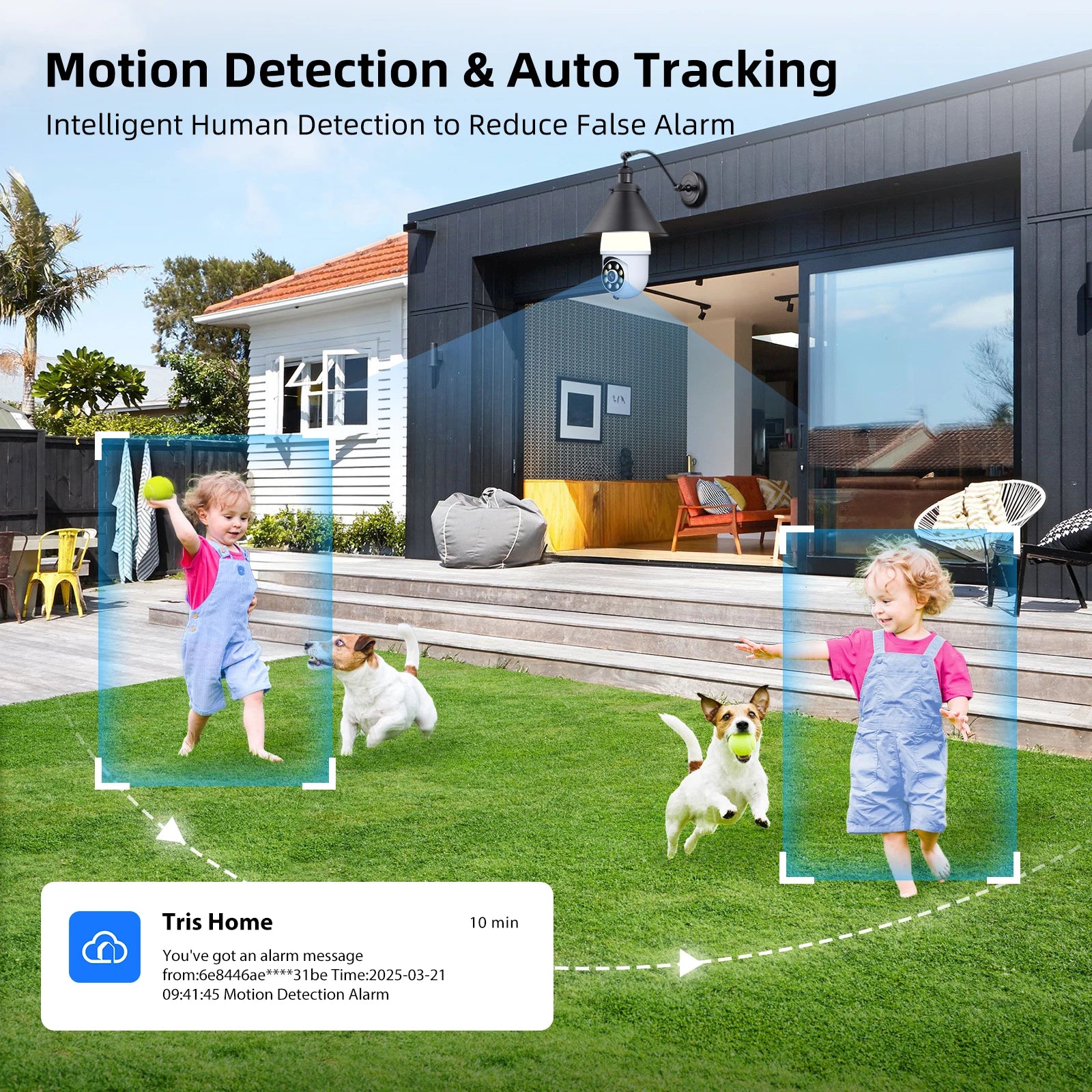 Ampoule Caméra Espion WiFi E27 5MP PTZ — Suivi Auto IA, Zoom 10X