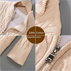 Pull Zippé Décontracté à Maille Large – Style Hiver 2026