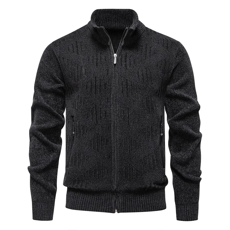 Gilet Col Cheminé Tricoté Motifs Géométrique
