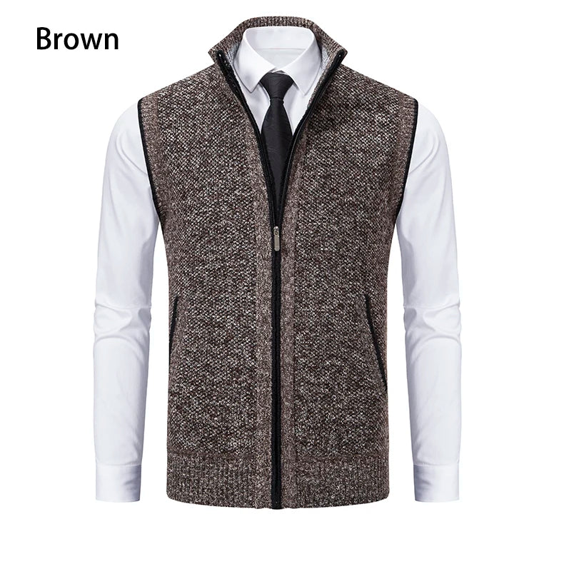 Gilet sans manches à maille col cheminé Homme