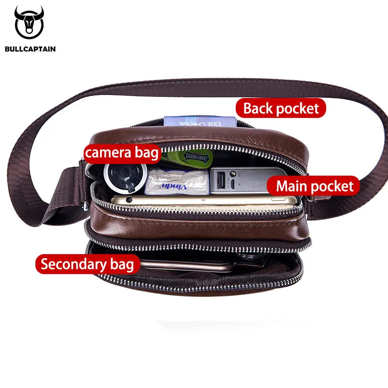 Sac bandouillère multipoche en Cuir véritable pour Hommes