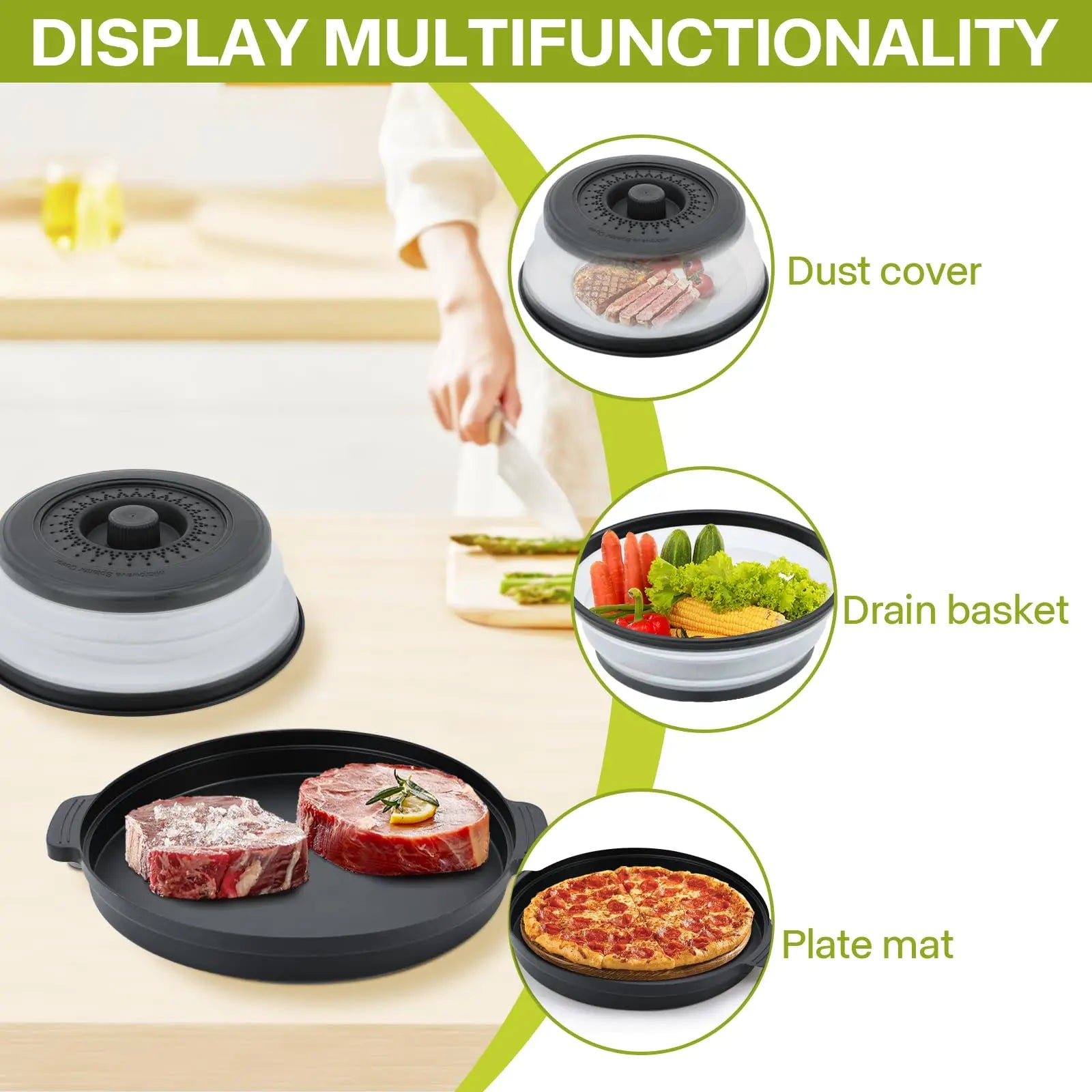 Cloche pour Micro-Ondes 2 en 1 Pliable