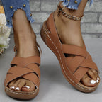Sandales en Cuir PU Design croisé à Scratch