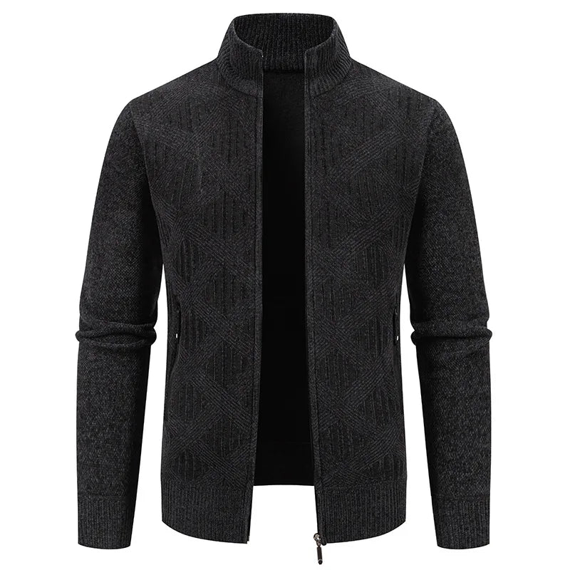 Gilet Col Cheminé Tricoté Motifs Géométrique