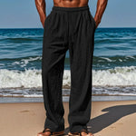 Pantalon en Lin Décontracté à Taille élastique