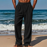 Pantalon en Lin Décontracté à Taille élastique