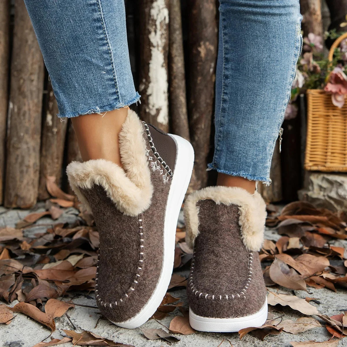 Bottines de Neige Intérieur Fausse Fourrure - Faciles à Enfiler