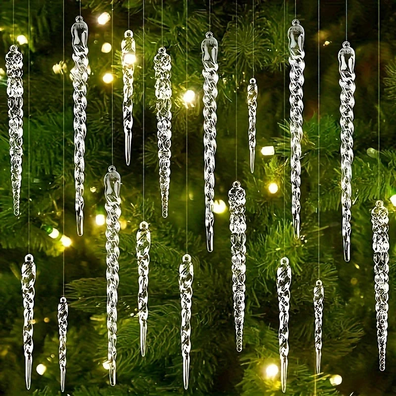 Lot de 36 Ornements Stalactites de sapin transparents