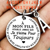 Porte-clé à offrir "Mon fils" ou "Ma fille" avec initiale
